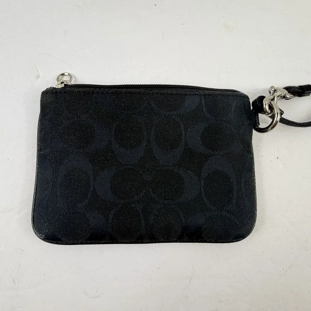 Coach Wristlet Wallet Pouch Zip Women's Small Black Small 6” X 4”
